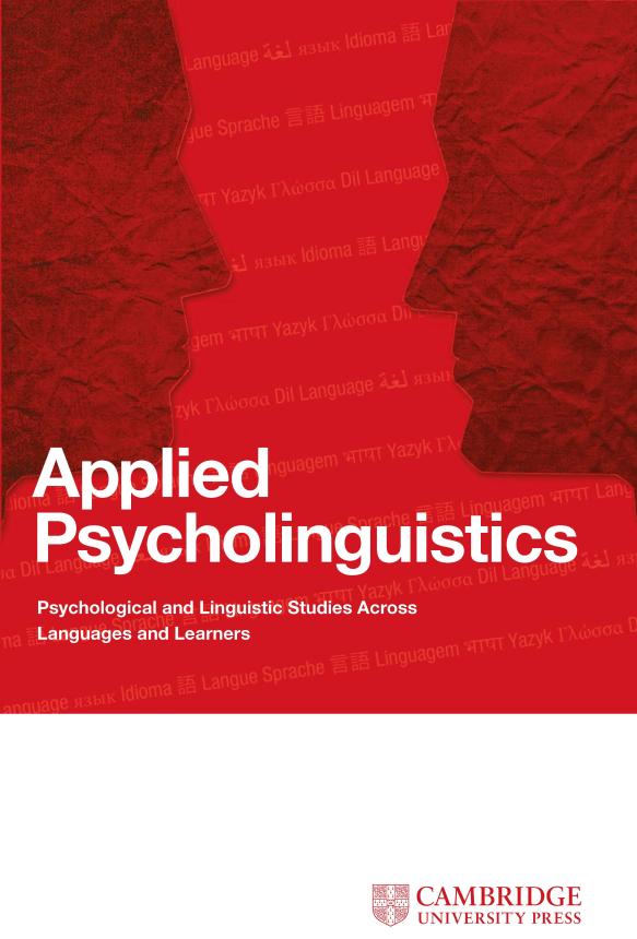 Applied Psycholinguistics Cover