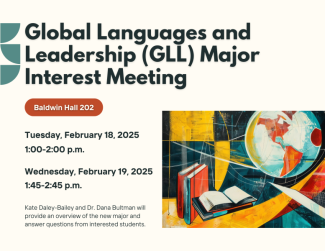 Decorative informational flyer for GLL Major Interest Meeting