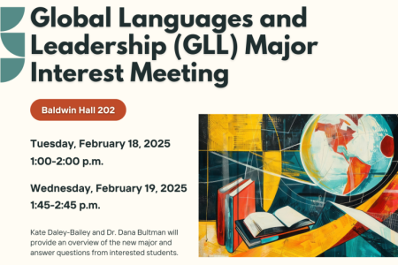 Decorative informational flyer for GLL Major Interest Meeting